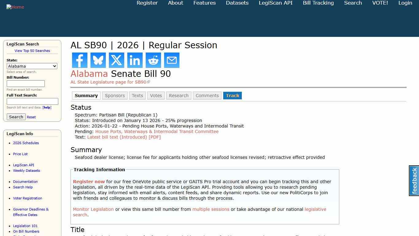 AL SB90 2026 Regular Session LegiScan