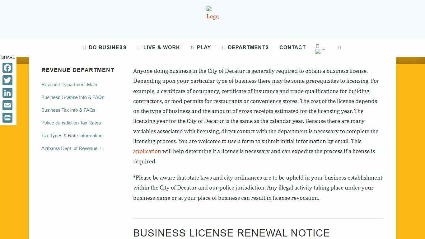 Business License Info & FAQs - City of Decatur, Alabama
